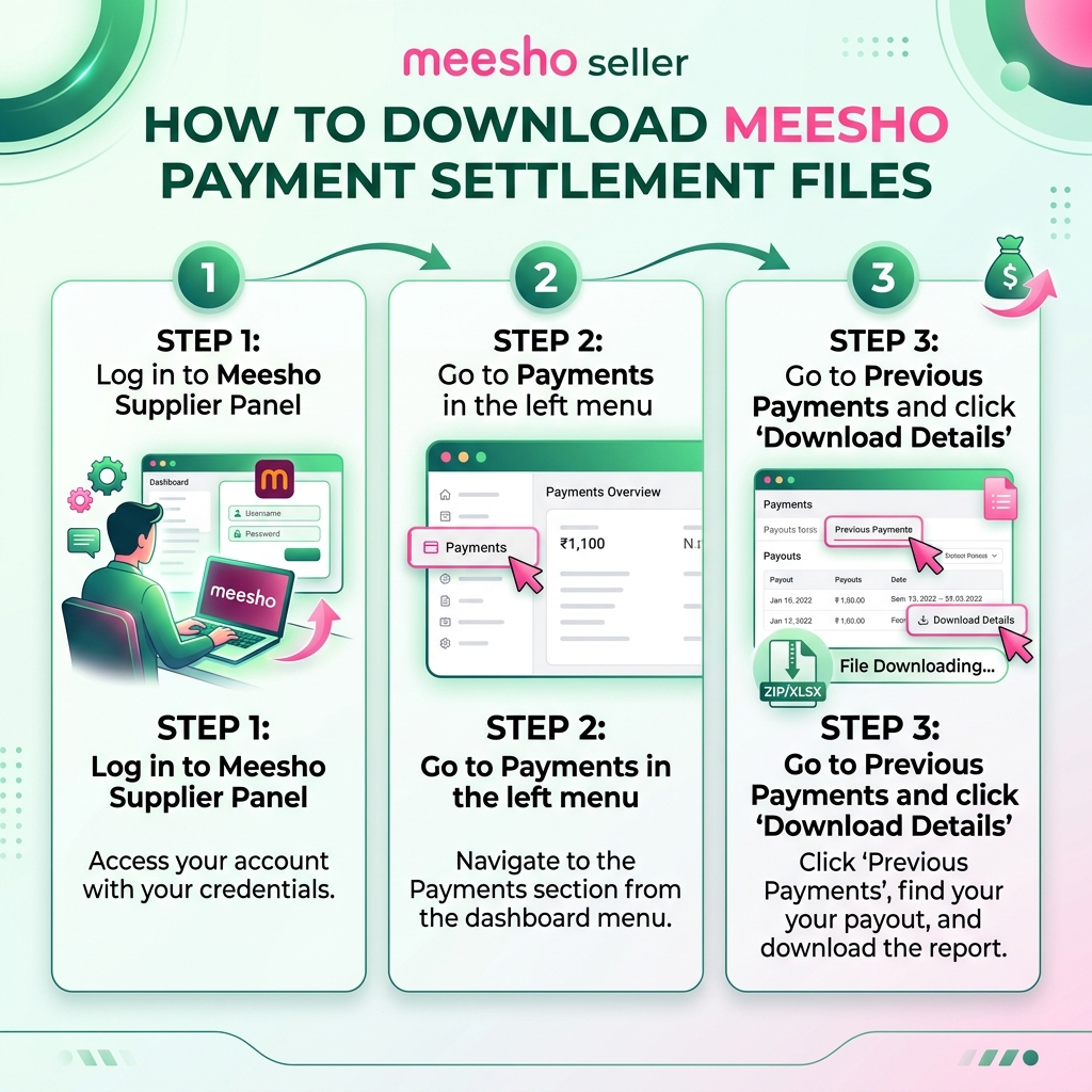How to download payment details ZIP file from Meesho Supplier Panel
